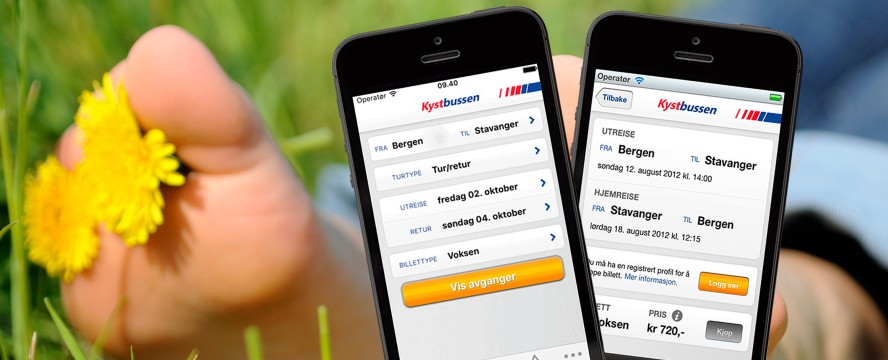 iPhone og Android apps for Kystbussen