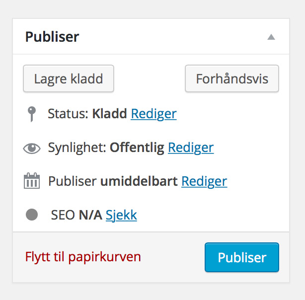 Skjermdump fra WordPress
