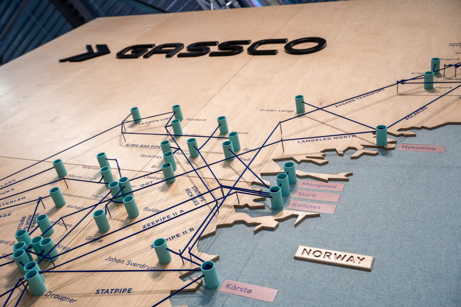 Transportkartet på Gassco sin messestand under ONS 2022 designet, bygget og levert av Appex.