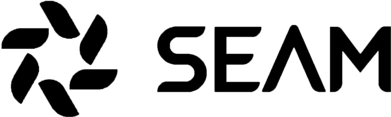Seam-logo i svart-hvitt
